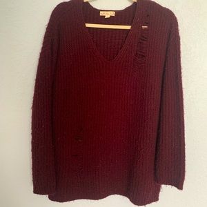 Distressed maroon sweater